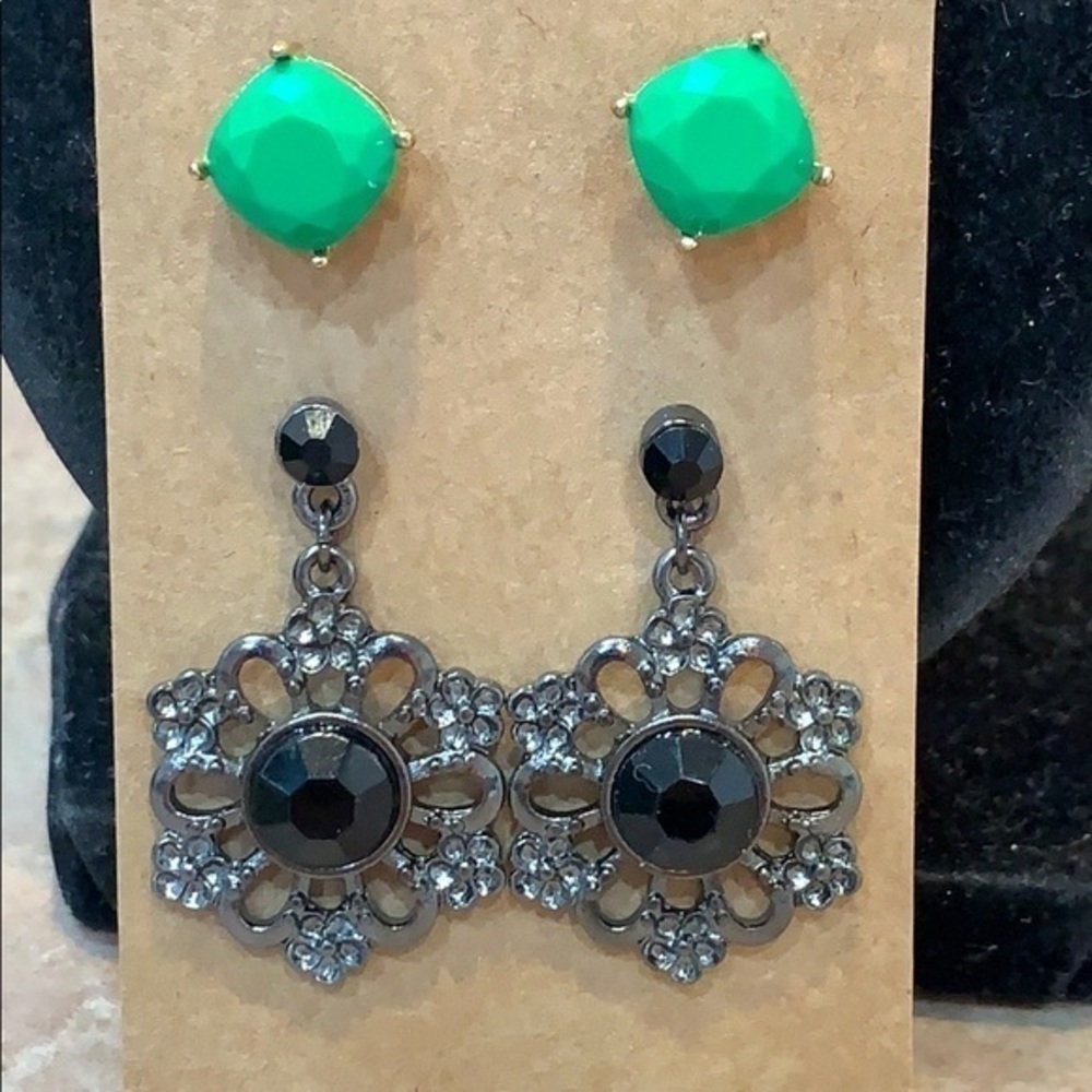 💐5/25 faceted stone stud crystal drop dangle